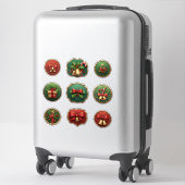 Feestelijke Kerstversiering Sticker (Koffer)