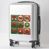 Feestelijke Kerstversiering Sticker (Koffer)