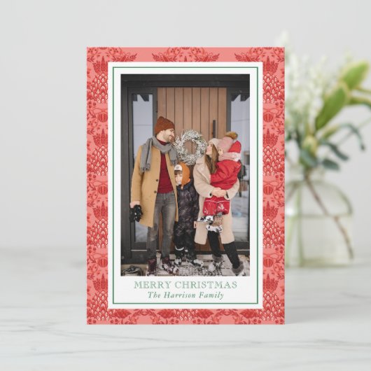 Feestelijke Kerstversieringen Ananas Foto Feestdagenkaart (Staand voorkant)