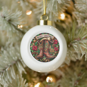 Feestelijke kerstversieringen Cowboy Elements Keramische Bal Ornament