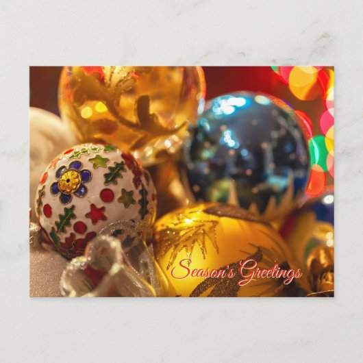 Feestelijke kerstversieringen dichtbij briefkaart (Voorkant)