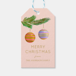 Feestelijke kerstversieringen gepersonaliseerd cadeaulabel