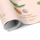 Feestelijke kerstversieringen gepersonaliseerd cadeaupapier (Rol Hoek)