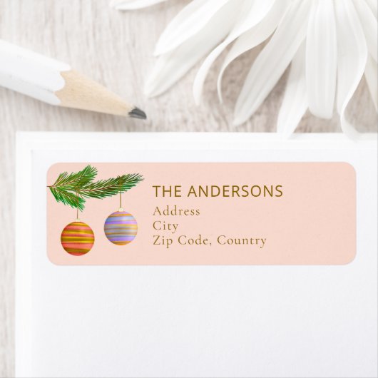 Feestelijke kerstversieringen gepersonaliseerd etiket (Insitu)