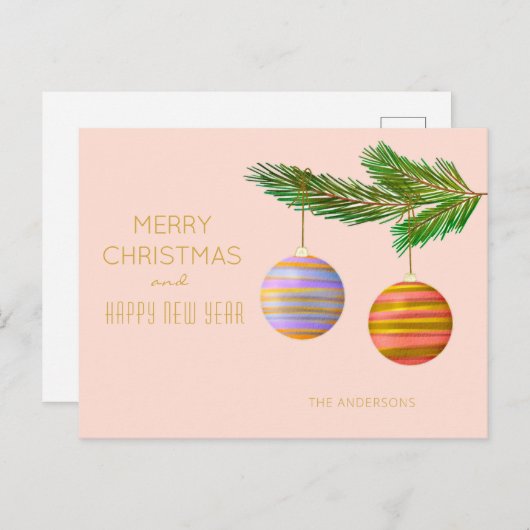 Feestelijke kerstversieringen gepersonaliseerd feestdagenkaart (Voorkant / Achterkant)