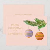 Feestelijke kerstversieringen gepersonaliseerd feestdagenkaart (Voorkant / Achterkant)