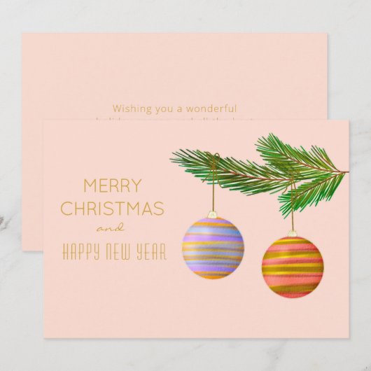 Feestelijke kerstversieringen gepersonaliseerd feestdagenkaart (Voorkant / Achterkant)