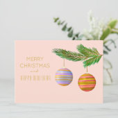 Feestelijke kerstversieringen gepersonaliseerd feestdagenkaart (Staand voorkant)