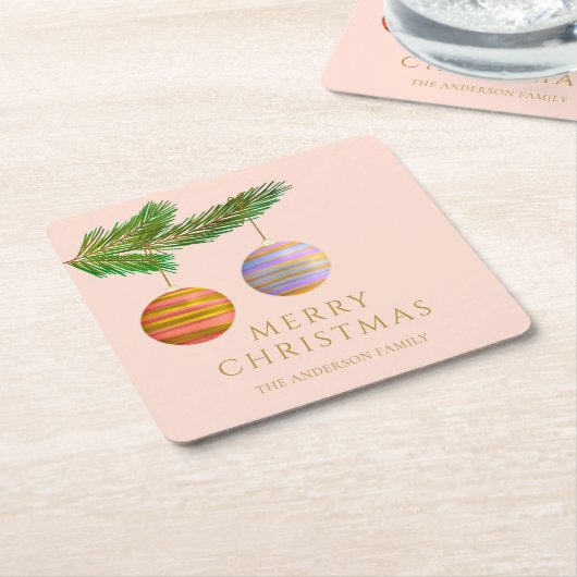 Feestelijke kerstversieringen gepersonaliseerd kartonnen onderzetters (Schuin)