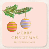 Feestelijke kerstversieringen gepersonaliseerd kartonnen onderzetters (Voorkant)