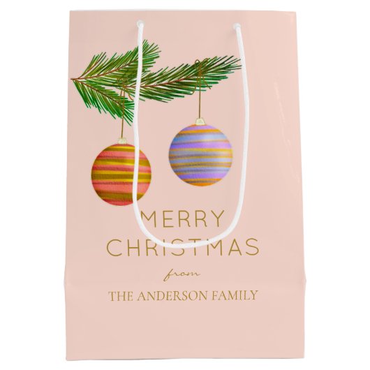 Feestelijke kerstversieringen gepersonaliseerd medium cadeauzakje (Achterkant)