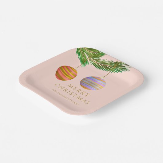 Feestelijke kerstversieringen gepersonaliseerd papieren bordje (Gebogen)