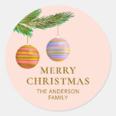 Feestelijke kerstversieringen gepersonaliseerd ronde sticker (Voorkant)