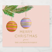 Feestelijke kerstversieringen gepersonaliseerd sparkling wijnetiket (Enkel label)