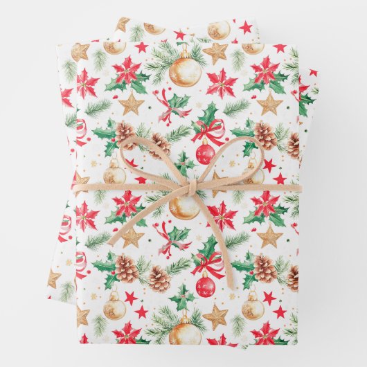 feestelijke kerstversieringen inpakpapier vel (In situ)