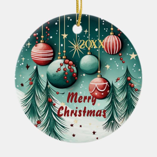 feestelijke kerstversieringen keramisch ornament (Voorkant)