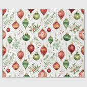 Feestelijke kerstversieringen Naadloos Patroon Cadeaupapier (Vlak)