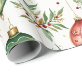 Feestelijke kerstversieringen Naadloos Patroon Cadeaupapier (Rol Hoek)