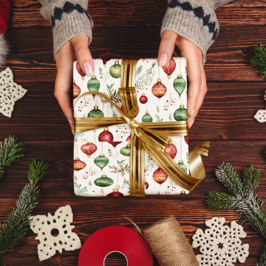 Feestelijke kerstversieringen Naadloos Patroon Cadeaupapier