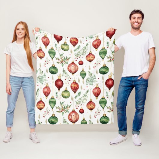 Feestelijke kerstversieringen Naadloos Patroon Fleece Deken (In situ)