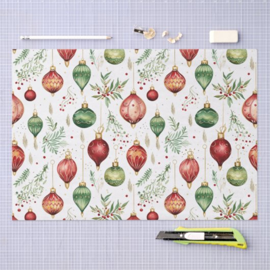 Feestelijke kerstversieringen Naadloos Patroon Tissuepapier (Craft)