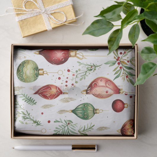 Feestelijke kerstversieringen Naadloos Patroon Tissuepapier (Geschenk)