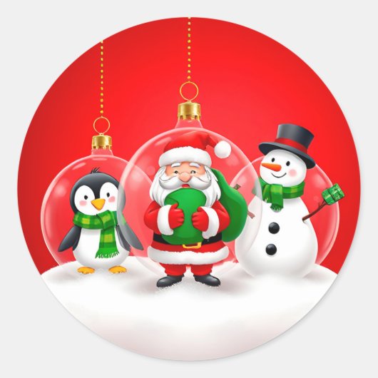 Feestelijke Kerstversieringen Ronde Sticker (Voorkant)
