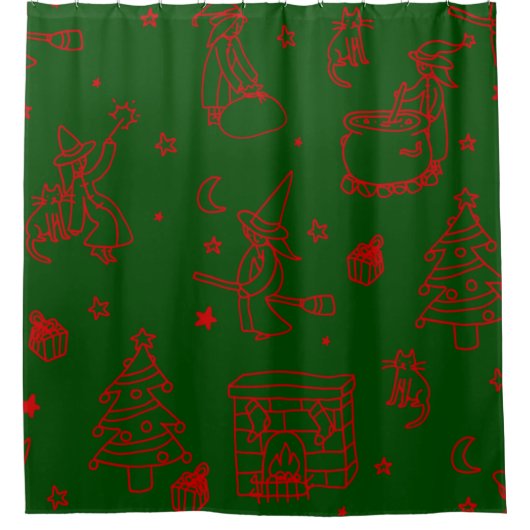 feestelijke kerstviering befana green douchegordijn (Voorkant)