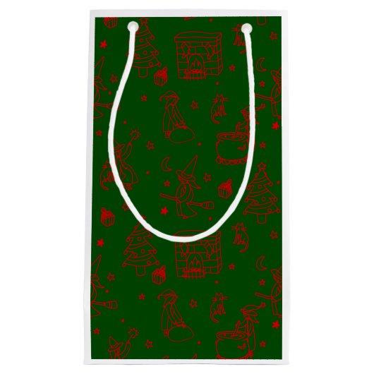feestelijke kerstviering befana green klein cadeauzakje (Voorkant)