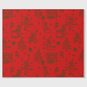 feestelijke kerstviering befana red cadeaupapier (Vlak)