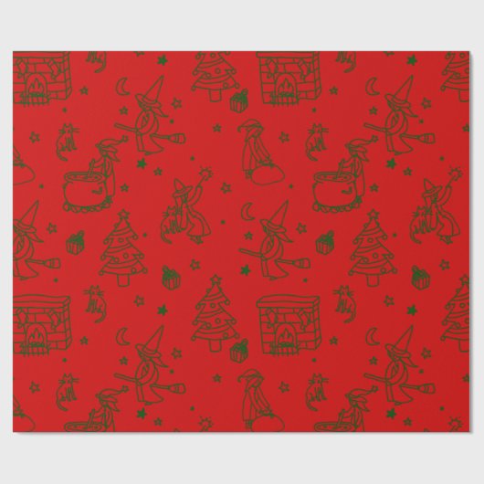 feestelijke kerstviering befana red cadeaupapier (Vlak)