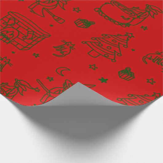 feestelijke kerstviering befana red cadeaupapier (Hoek)