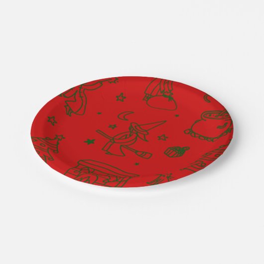 feestelijke kerstviering befana red papieren bordje (Gekanteld)