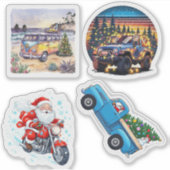 Feestelijke kerstvoertuigen Vinyl gesneden Sticker (Voorkant)