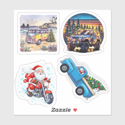Feestelijke kerstvoertuigen Vinyl gesneden Sticker (Vel)