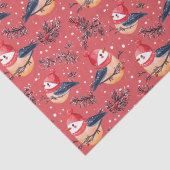 Feestelijke kerstvogels en gebladerte patroon tissuepapier (Detail)