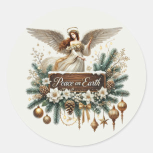 Feestelijke Kerstvrede Engel Ronde Sticker