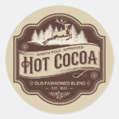 Feestelijke kerstwarme cacao ronde sticker (Voorkant)