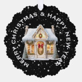 FEESTELIJKE KERSTWINKEL IN SNEEUW GEPERSONALISEERD ORNAMENT KAART (Voorkant)