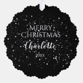 FEESTELIJKE KERSTWINKEL IN SNEEUW GEPERSONALISEERD ORNAMENT KAART (Achterkant)