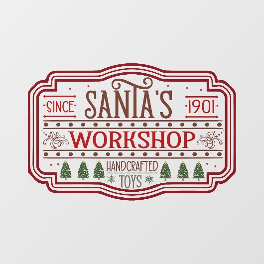 Feestelijke kerstwinkel Santa's workshop Raamsticker (Vel)