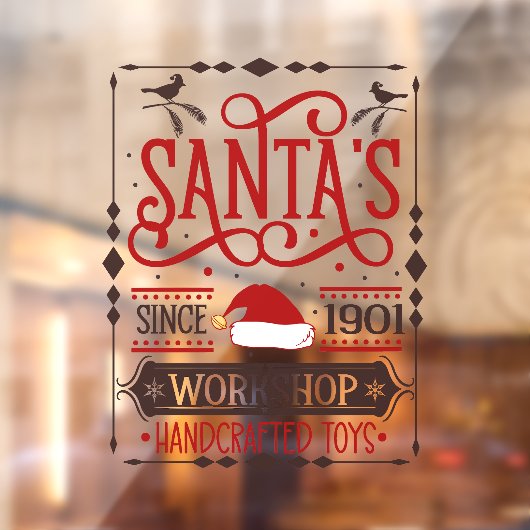 Feestelijke kerstwinkel Santa's workshop Raamsticker (Vel 2)