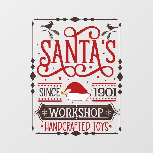 Feestelijke kerstwinkel Santa's workshop Raamsticker (Vel)