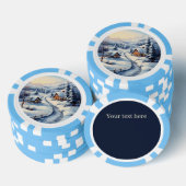 Feestelijke kerstwinterscène tekst toevoegen poker chips (Opstapeling)