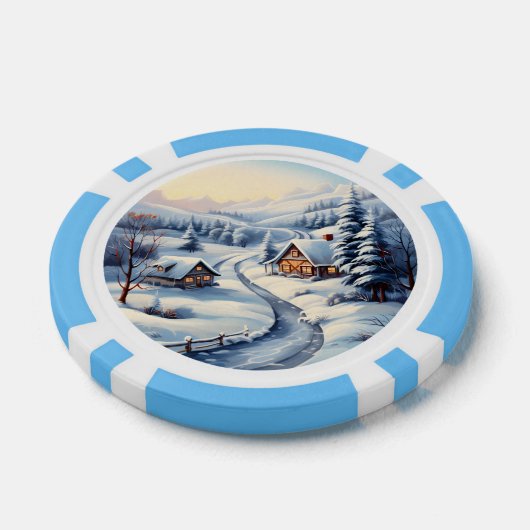 Feestelijke kerstwinterscène tekst toevoegen poker chips (Enkel)