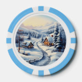 Feestelijke kerstwinterscène tekst toevoegen poker chips (Voorkant)