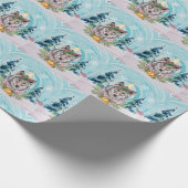 Feestelijke kerstwolf vakantie cadeaupapier (Hoek)