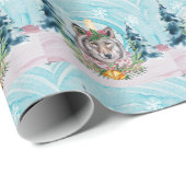 Feestelijke kerstwolf vakantie cadeaupapier (Rol Hoek)