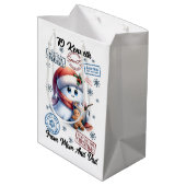 Feestelijke kerstzak met leuke sneeuwman medium cadeauzakje (Achterkant Gekanteld)