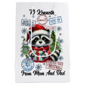 Feestelijke kerstzak met vakantie medium cadeauzakje (Achterkant)